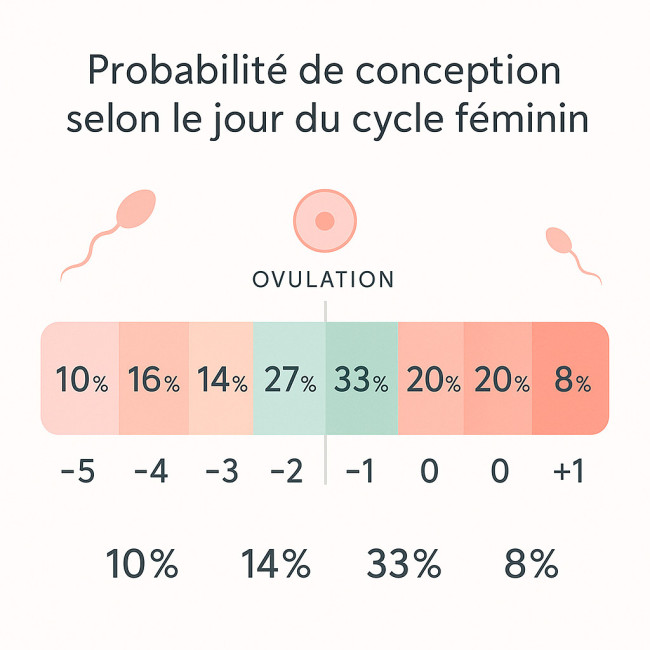 Infographie montrant la probabilité de conception chaque jour autour de l'ovulation